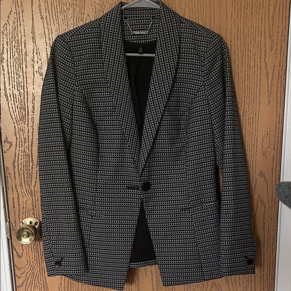 White Black Patterned Blazer - Women’s blazer